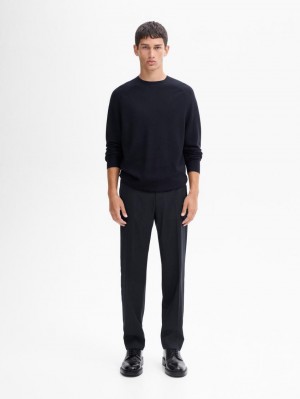 Massimo Dutti Merino Wool Men Jumpers Navy | US-NC2640915