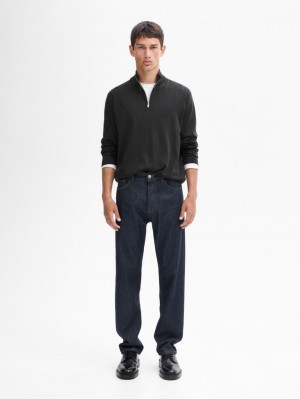 Massimo Dutti Merino Wool With Zip Detail Men Sweater Grey | US-AE4693570