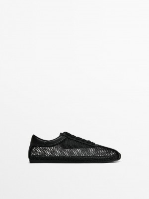 Massimo Dutti Mesh Women Sneakers Black | US-OE0486359