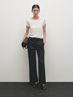 Massimo Dutti Mid-rise Flared Women Jeans Black | US-ZG6142590