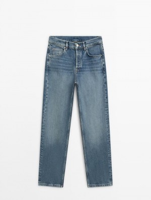 Massimo Dutti Mid-rise Straight-leg Comfort Women Jeans Blue | US-XK1740638