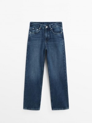 Massimo Dutti Mid-rise Straight-leg Regular Length Women Jeans Blue | US-YT6745198