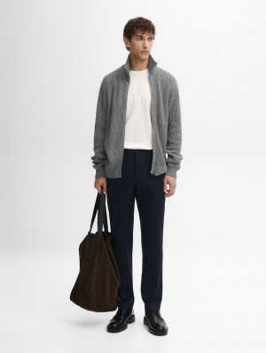 Massimo Dutti Mock Neck Knit Men Cardigan Grey | US-UD2174869