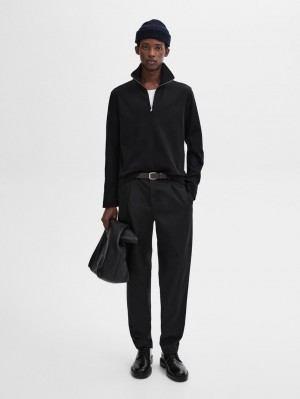 Massimo Dutti Mock Neck Knit Men Sweater Black | US-HX1376290