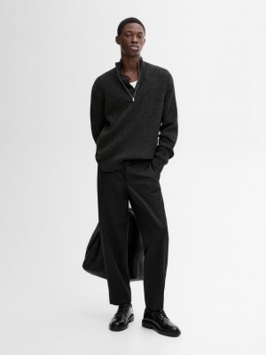 Massimo Dutti Mock Neck Knit Men Sweater Dark Grey | US-ZR8912463