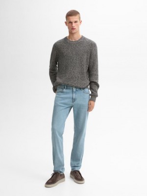 Massimo Dutti Mouliné Cotton Knit Men Sweater Grey Blue | US-PT7324819
