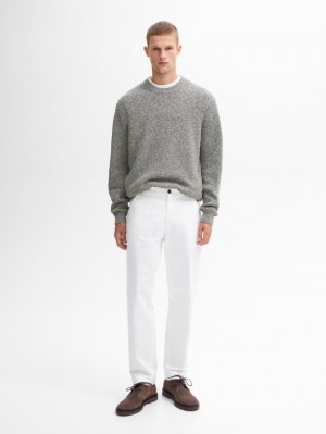 Massimo Dutti Mouliné Cotton Knit Men Sweater Grey | US-MS1879506