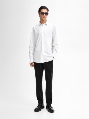Massimo Dutti Multi-stripe Poplin Men Shirts Cream | US-GN7189304