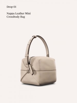 Massimo Dutti Nappa Leather Mini Women Crossbody Bag Beige | US-RQ8946713
