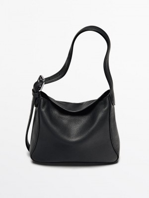 Massimo Dutti Nappa Leather Mini Women Handbag Black | US-TB5031862