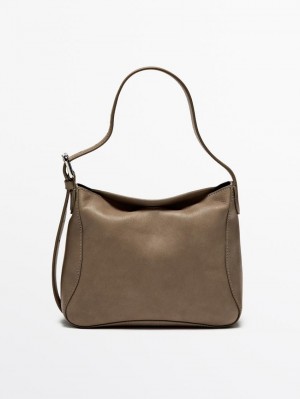 Massimo Dutti Nappa Leather Mini Women Handbag Brown | US-SU2148067