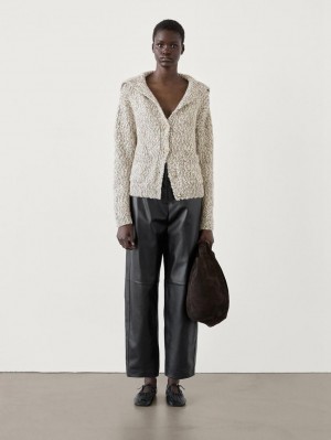 Massimo Dutti Nappa Leather With Seam Details Women Trousers Black | US-HX9824016