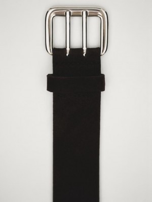Massimo Dutti Nubuck Leather With Double Buckle Women Belt Dark Brown | US-NZ2386904