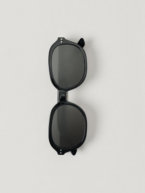 Massimo Dutti Oval Women Sunglasses Black | US-NP7692158