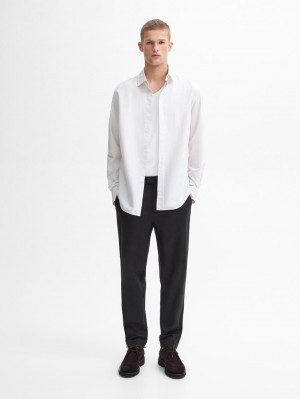 Massimo Dutti Oxford Striped Cotton Men Shirts Beige | US-UI6271089