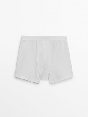 Massimo Dutti Plain Cotton Blend Men Underwear White | US-ZL0635284