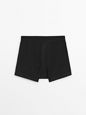 Massimo Dutti Plain Cotton Blend Men Underwear Black | US-CR0217865