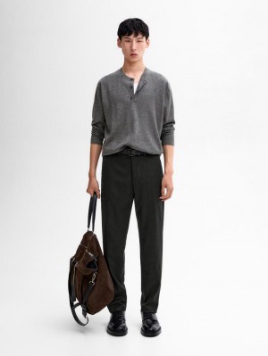 Massimo Dutti Polo Collar With Buttons Men Sweater Grey | US-HK7360284