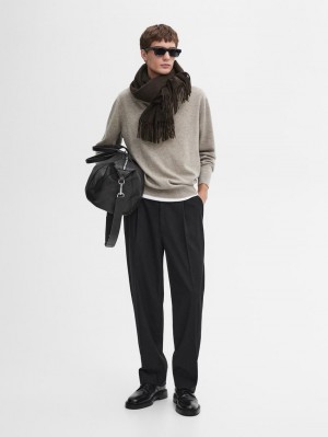 Massimo Dutti Polo Knit Wool Men Jumpers Grey | US-VE5089327
