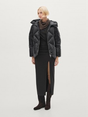 Massimo Dutti Quilted Down Women Puffer Jacket Black | US-HX8597402