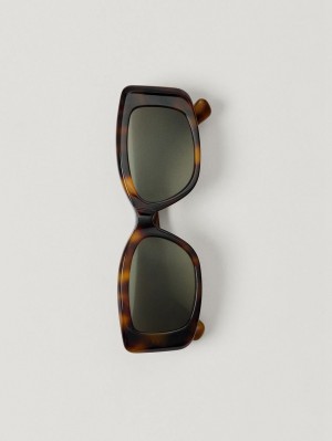 Massimo Dutti Rectangular Tortoiseshell-effect Women Sunglasses Brown | US-BH8471206
