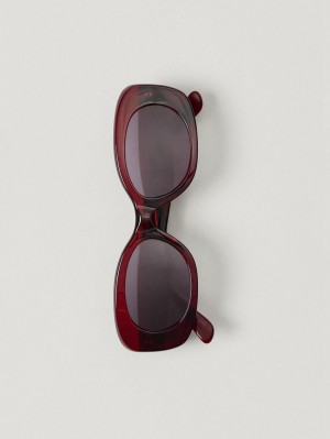 Massimo Dutti Rectangular Women Sunglasses Burgundy | US-AJ6875042