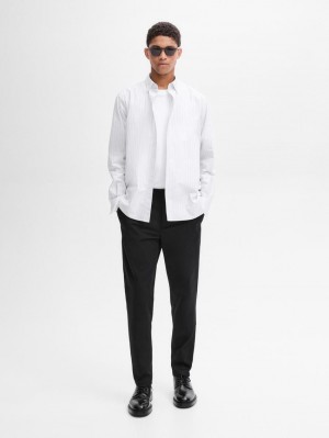 Massimo Dutti Regular Fit With Striped Detail Men Shirts White | US-HV3985740