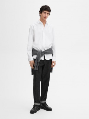 Massimo Dutti Regular-fit Cotton Men Shirts White | US-YU2783569