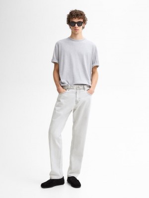 Massimo Dutti Relaxed Fit Men Jeans Light Grey | US-IO7329541