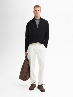 Massimo Dutti Ribbed Knit With Mock Neck Men Sweater Black | US-VW7341562