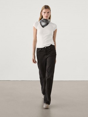 Massimo Dutti Short Raglan Sleeves Women T-Shirt White | US-PS1048596