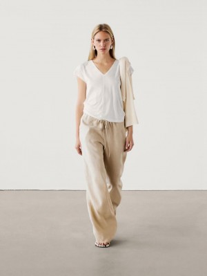 Massimo Dutti Short Raglan Sleeves Women T-Shirt White | US-ZR2703461