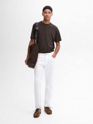 Massimo Dutti Short Sleeve Cotton Blend Men T-Shirt Dark Grey | US-UW0684951