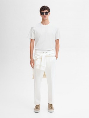Massimo Dutti Short Sleeve Cotton Men T-Shirt White | US-AU3952167