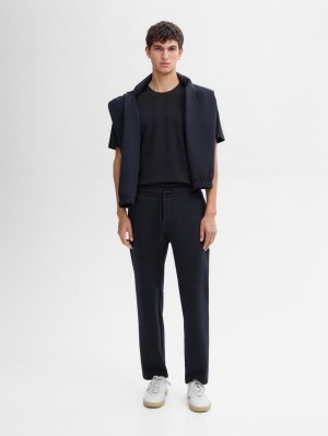 Massimo Dutti Short Sleeve Cotton Men T-Shirt Navy | US-MH3790681