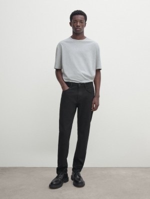 Massimo Dutti Short Sleeve Cotton Men T-Shirt Grey | US-HV1629340