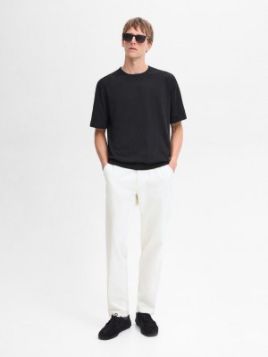 Massimo Dutti Short Sleeve Cotton Men T-Shirt Black | US-ZG7410962
