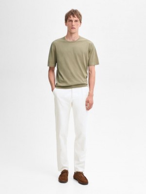 Massimo Dutti Short Sleeve Cotton Men T-Shirt Green | US-LW4156278