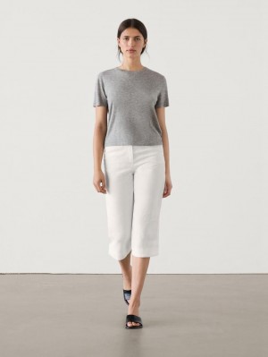 Massimo Dutti Short Sleeve Crew Neck Women Sweater Grey | US-JE3506184