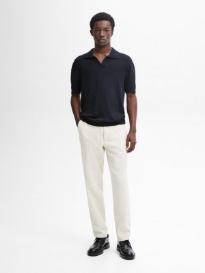 Massimo Dutti Short-sleeve Knit With Cotton Men Polo Shirt Navy | US-IB8602975