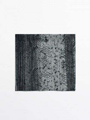 Massimo Dutti Silk Animal Print Women Scarf Grey | US-QN9370214