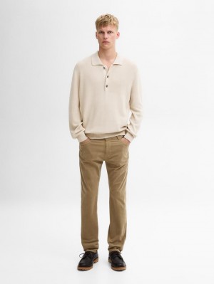 Massimo Dutti Slim Fit Corduroy Denim Men Trousers Brown | US-GM9450127