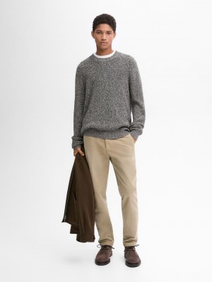 Massimo Dutti Slim Fit Corduroy Men Trousers Beige | US-DF3206751