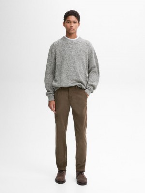 Massimo Dutti Slim Fit Corduroy Men Trousers Brown | US-GT5946720