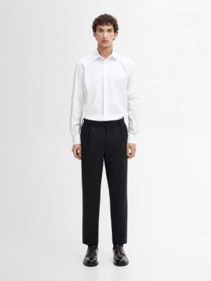 Massimo Dutti Slim Fit Cotton Men Shirts White | US-MO6590138