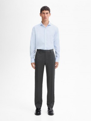 Massimo Dutti Slim Fit Cotton Micro-striped Men Shirts Light Blue | US-AL8973261