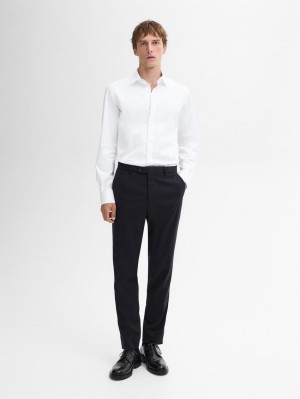 Massimo Dutti Slim Fit Cotton Poplin Men Shirts White | US-IM3920851