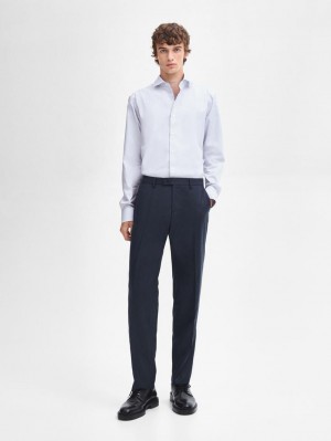 Massimo Dutti Slim Fit Cotton Twill Men Shirts Light Blue | US-VH3584796