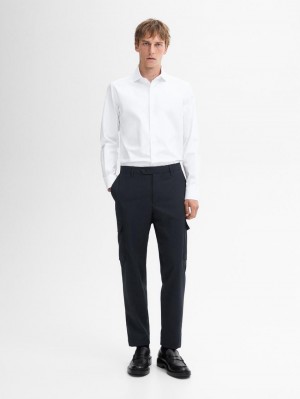Massimo Dutti Slim Fit Cotton Twill Men Shirts White | US-CY3062415