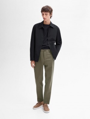 Massimo Dutti Slim Fit Cotton Twill Men Trousers Green | US-HL6104925
